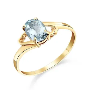 0.75 Carat 14K Solid Yellow Gold Rings Natural Aquamarine