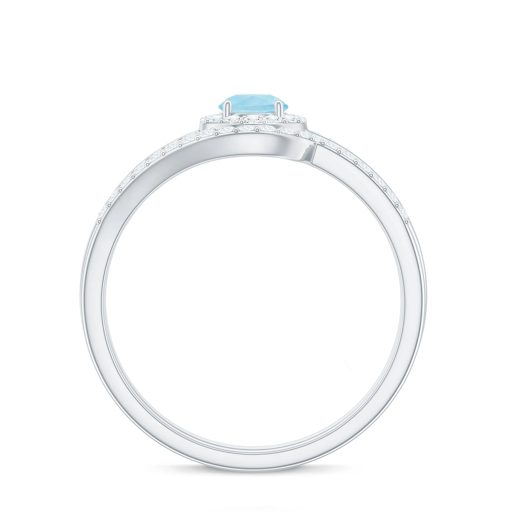 0.75 CT Minimal Aquamarine Engagement Ring with Diamond Enhancer