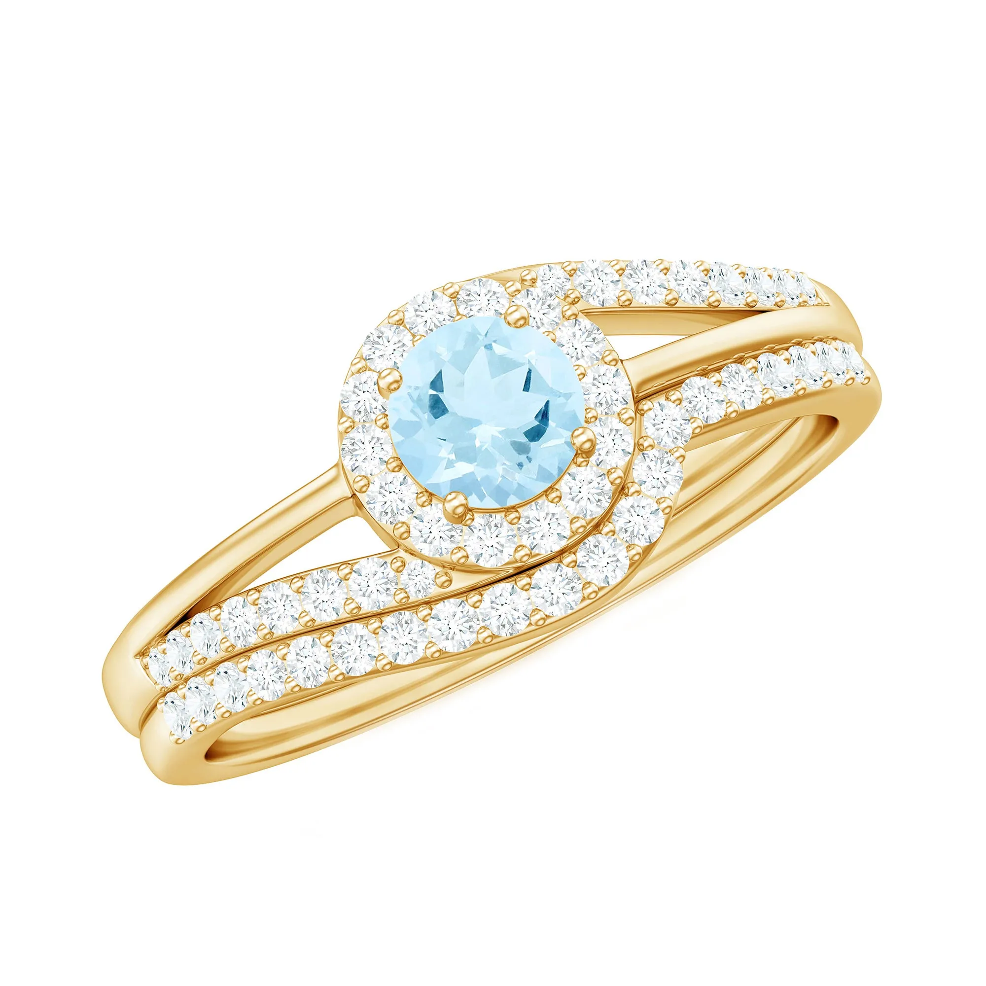 0.75 CT Minimal Aquamarine Engagement Ring with Diamond Enhancer