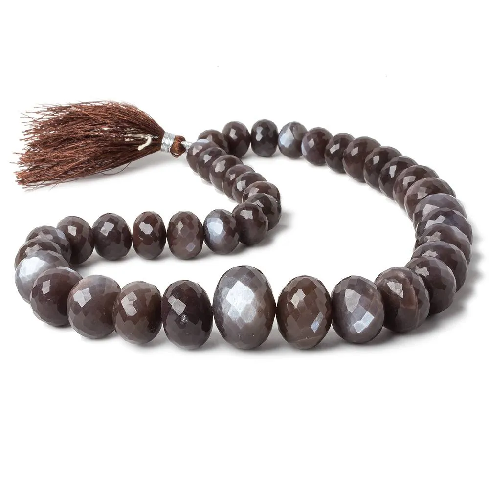 10-24mm Chocolate Brown Moonstone faceted rondelle beads 16 inch 39 pieces