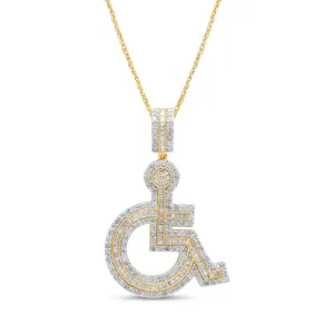 10K 3.15CT D-"WHEELCHAIR SIGN" CHARM- PENDANT ONLY