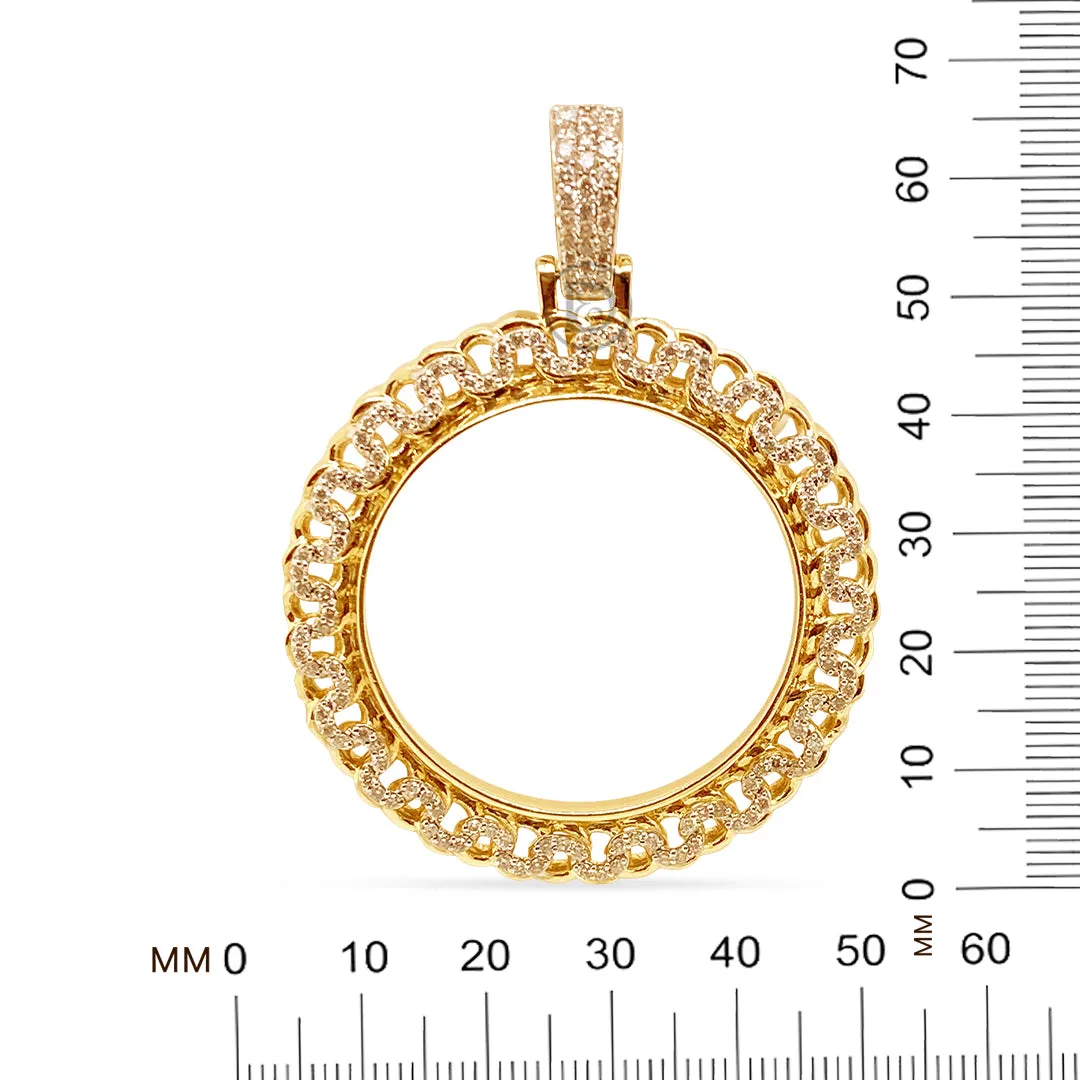 10K Yellow Gold Centenario 50 Pesos Gold Coin Diamond Pendant Bezel Only