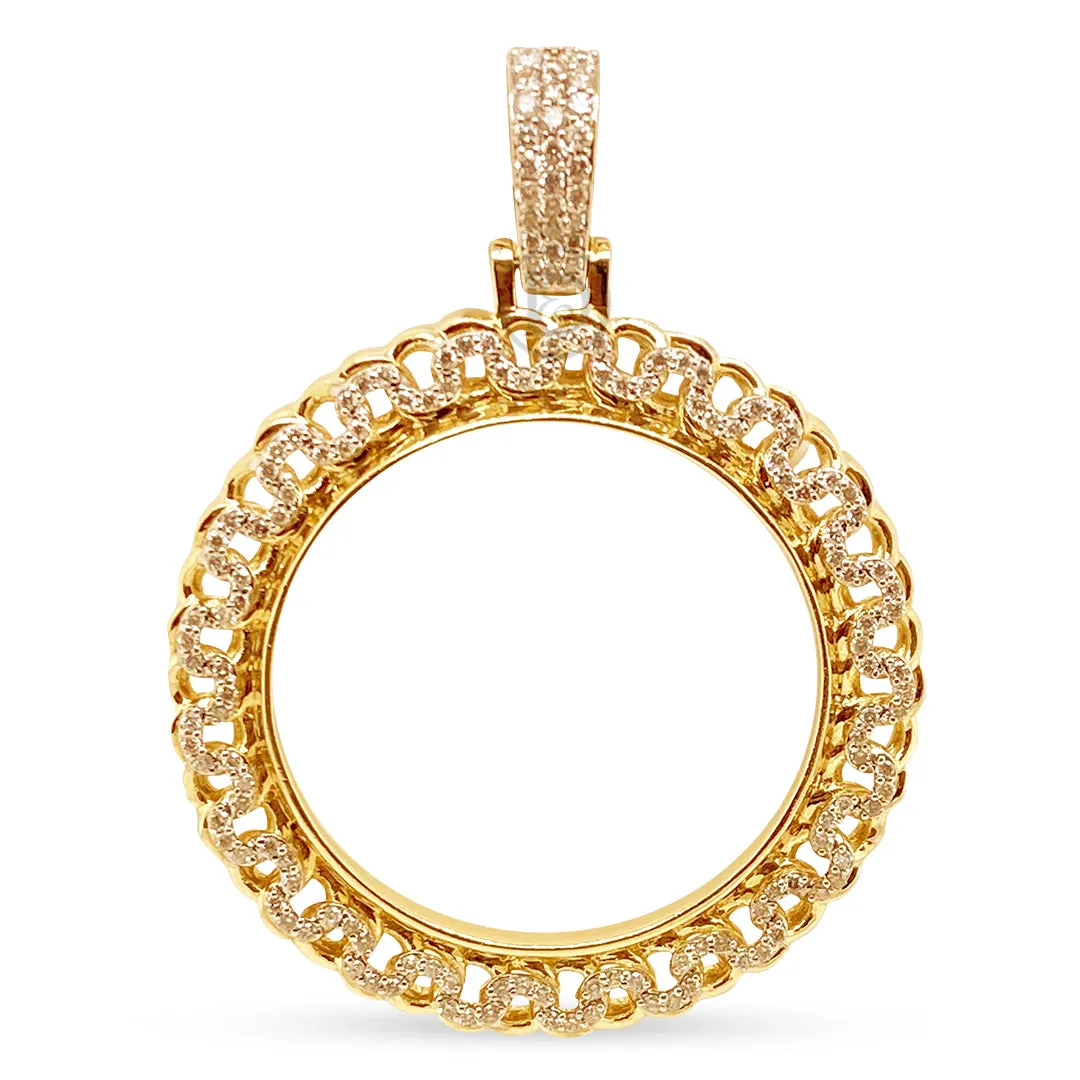 10K Yellow Gold Centenario 50 Pesos Gold Coin Diamond Pendant Bezel Only