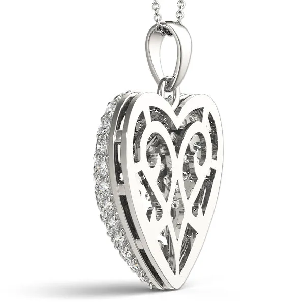 14K Heart Pave Diamond Pendant