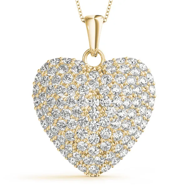 14K Heart Pave Diamond Pendant