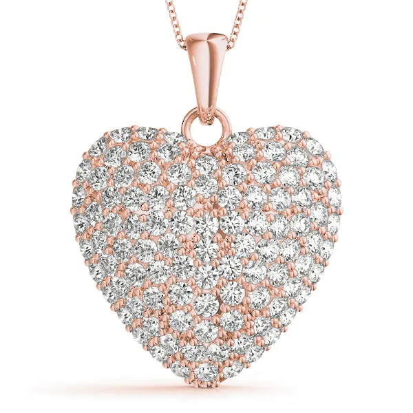 14K Heart Pave Diamond Pendant