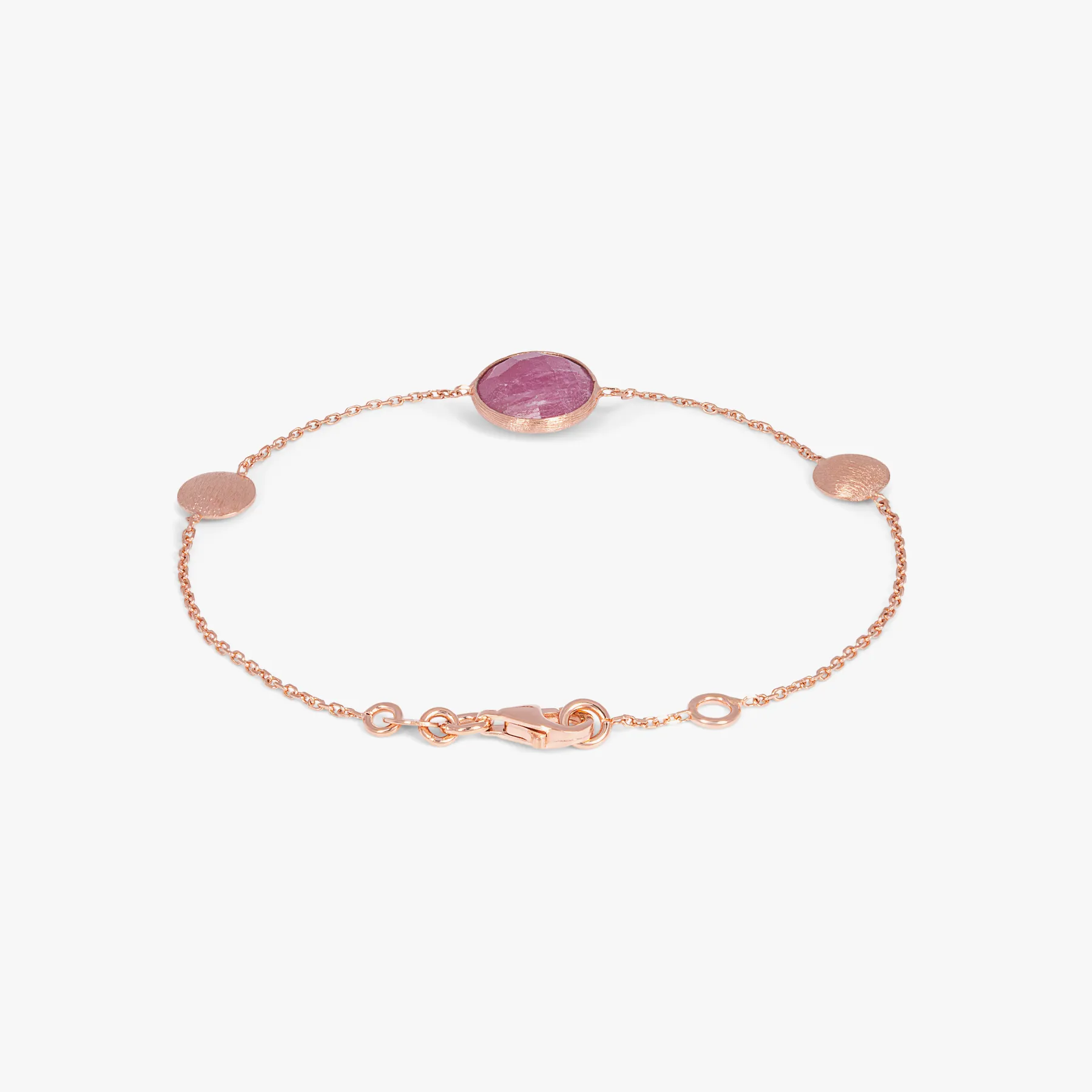 14K satin rose gold Kensington bracelet with ruby root