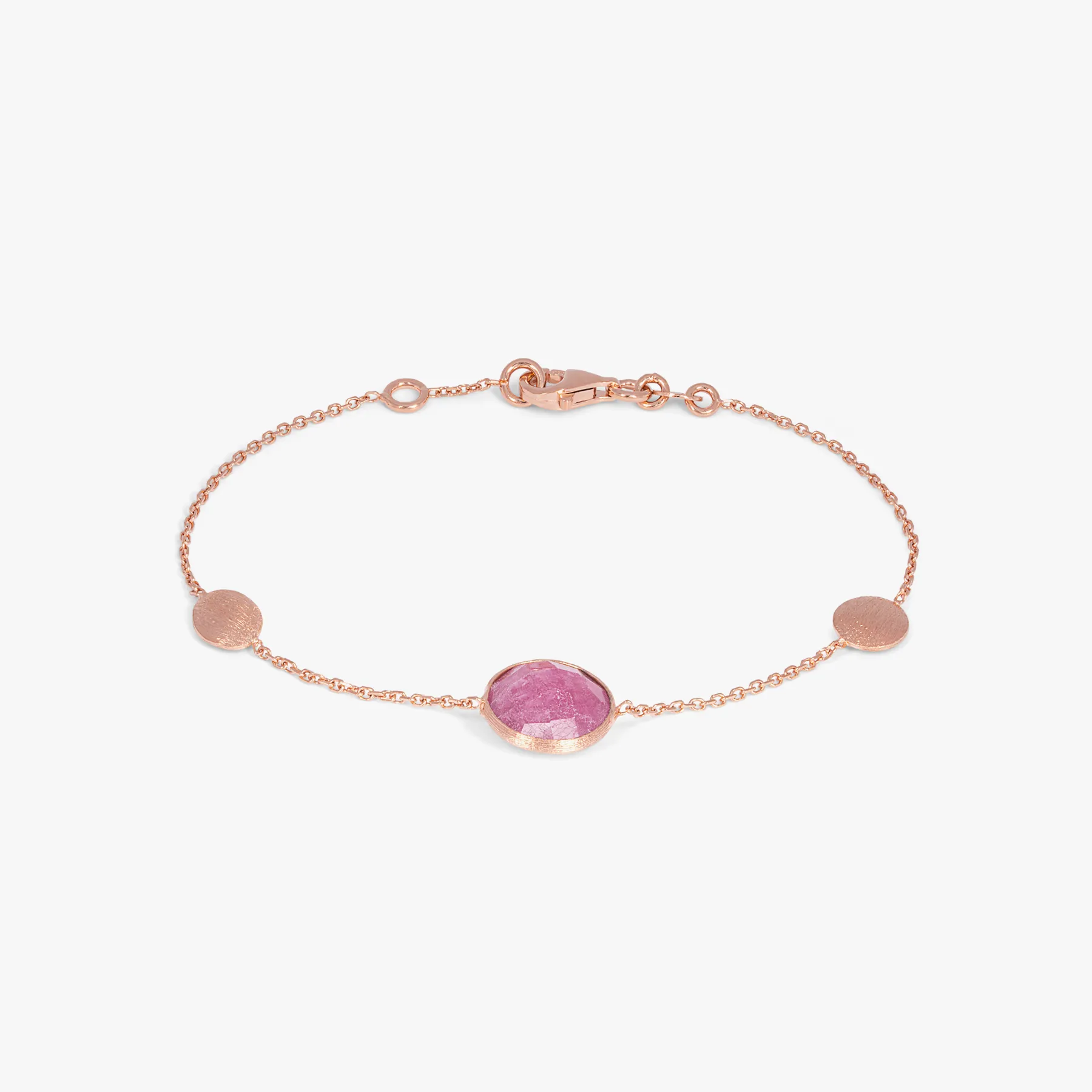 14K satin rose gold Kensington bracelet with ruby root