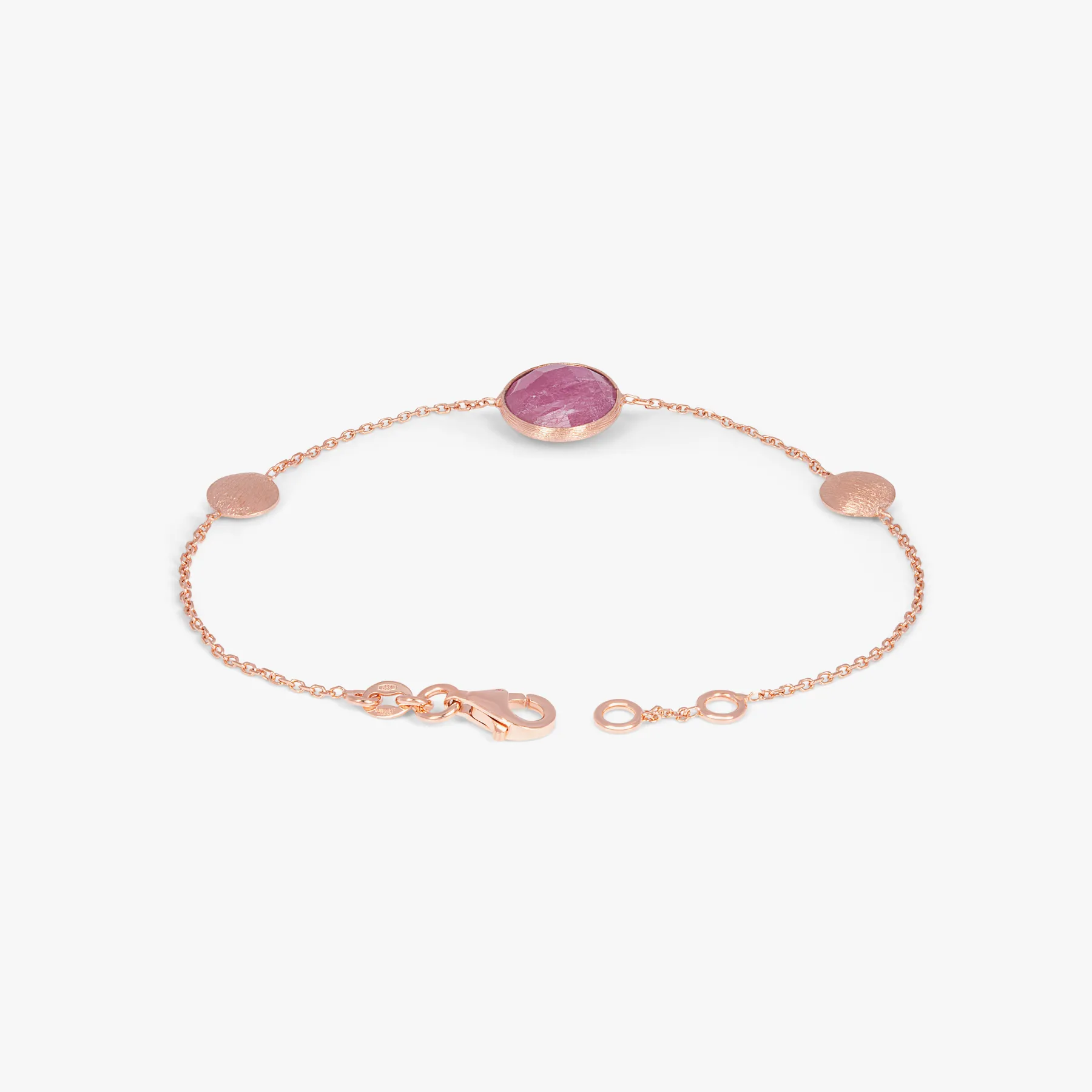 14K satin rose gold Kensington bracelet with ruby root