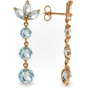 14K Solid Rose Gold Dangling Earrings w/ Natural Aquamarines