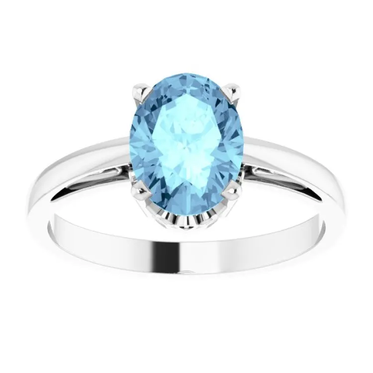 14K White Natural Aquamarine Ring