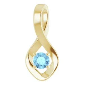 14K Yellow 4 mm Round Natural Aquamarine Pendant