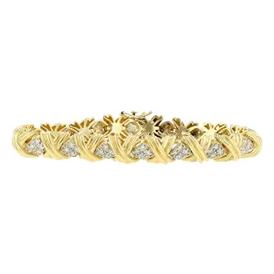 14K Yellow Gold Brilliant Diamond X Link Bracelet