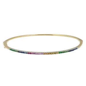 14k Yellow Gold Rainbow Gemstone Bangle