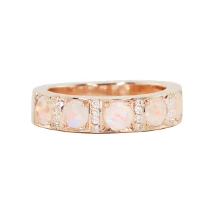 14kt Gold and Diamond Moonstone Band