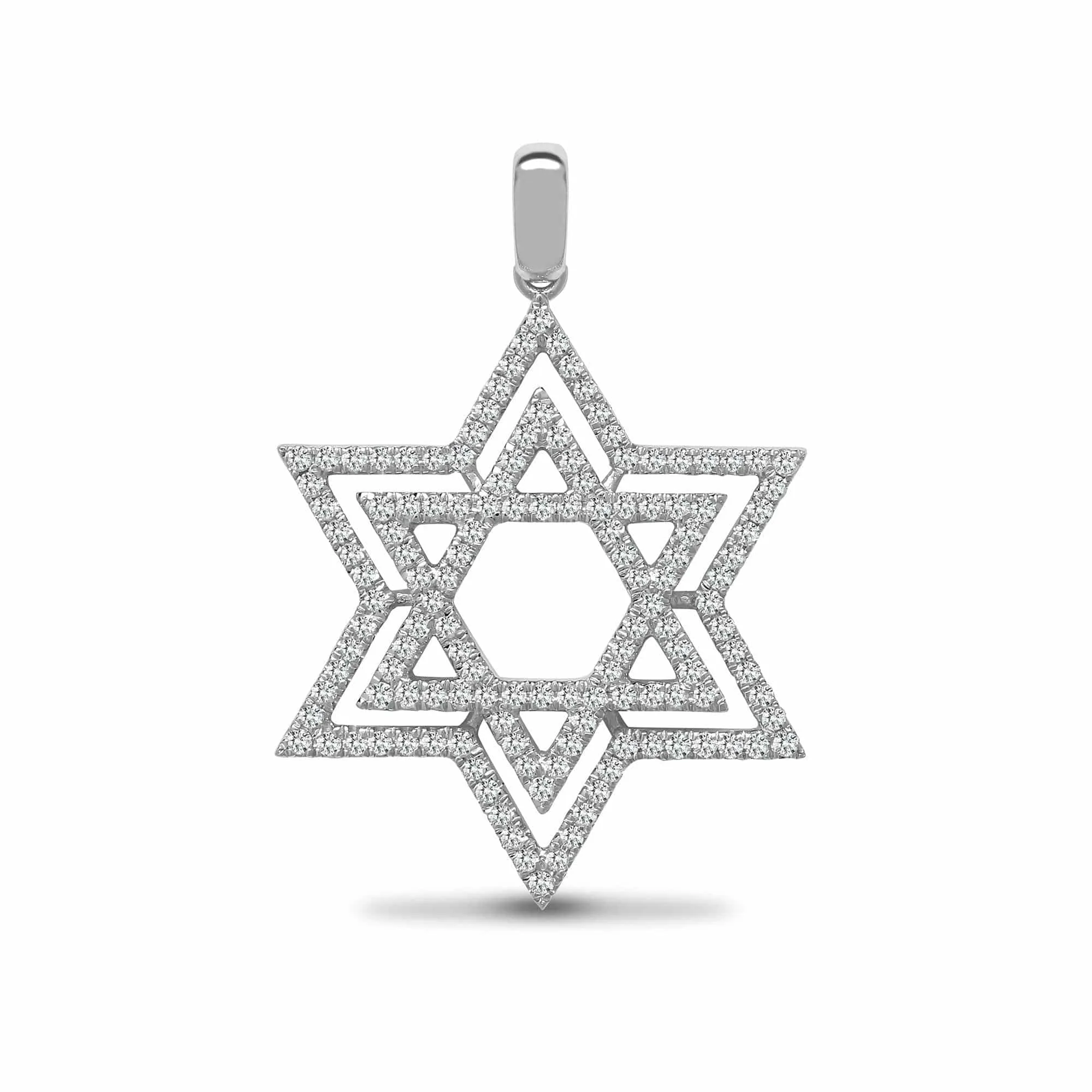 18ct White Gold Diamond Star of David Pendant - 0.60ct