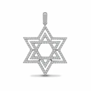 18ct White Gold Diamond Star of David Pendant - 0.60ct