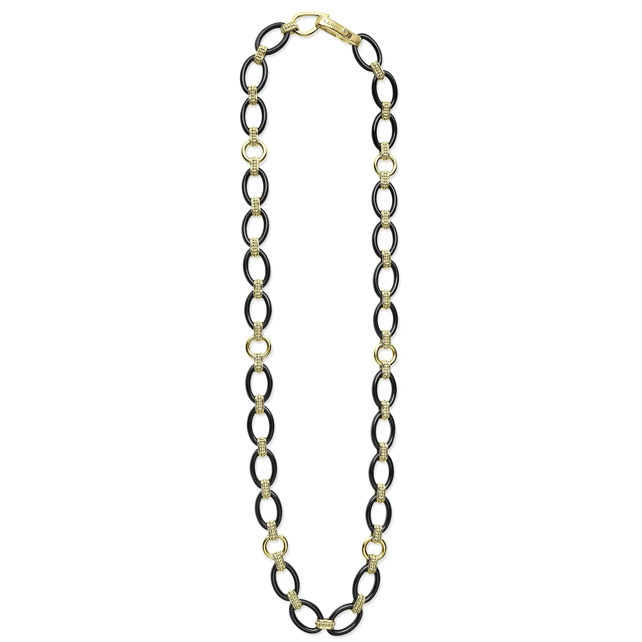 18K Gold and Black Ceramic Link Necklace