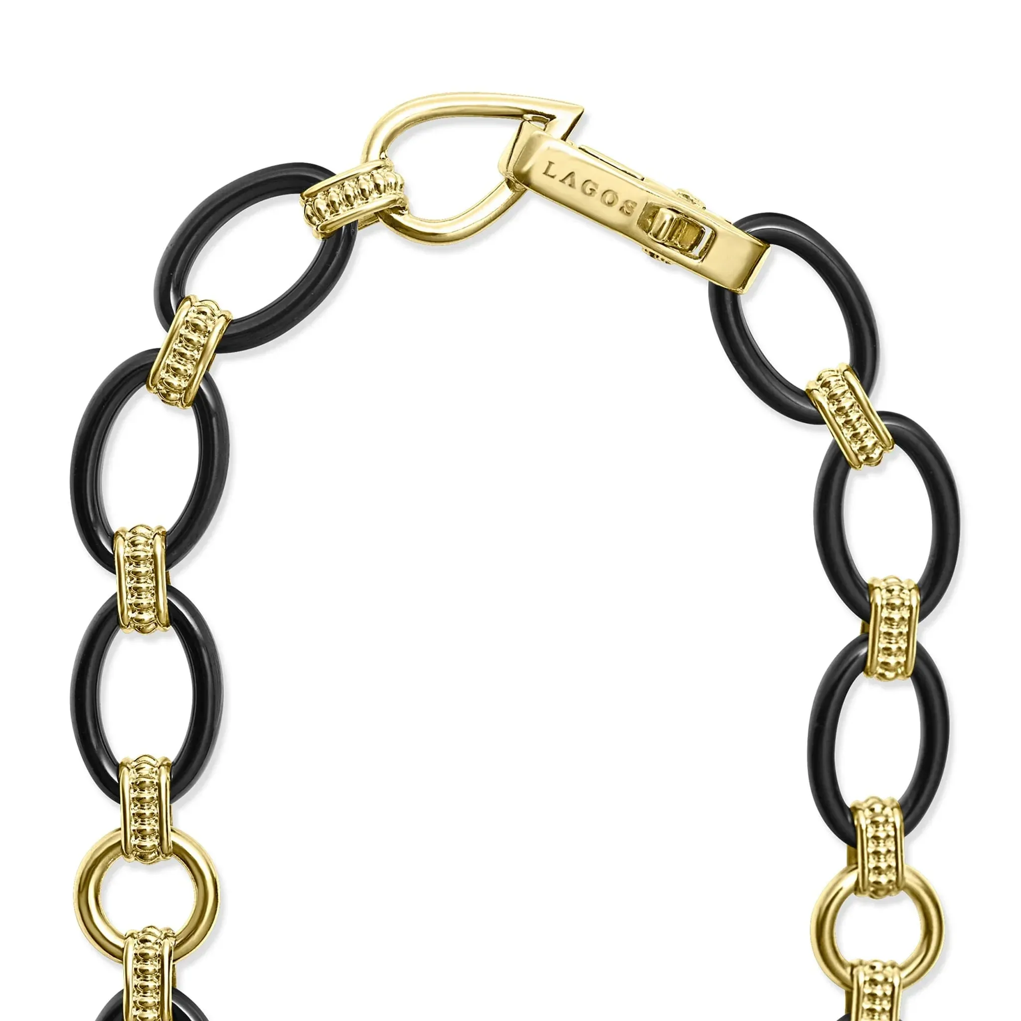 18K Gold and Black Ceramic Link Necklace