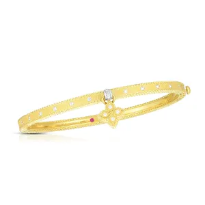 18K Symphony Princess Flower Bangle with Diamond Flower Charm