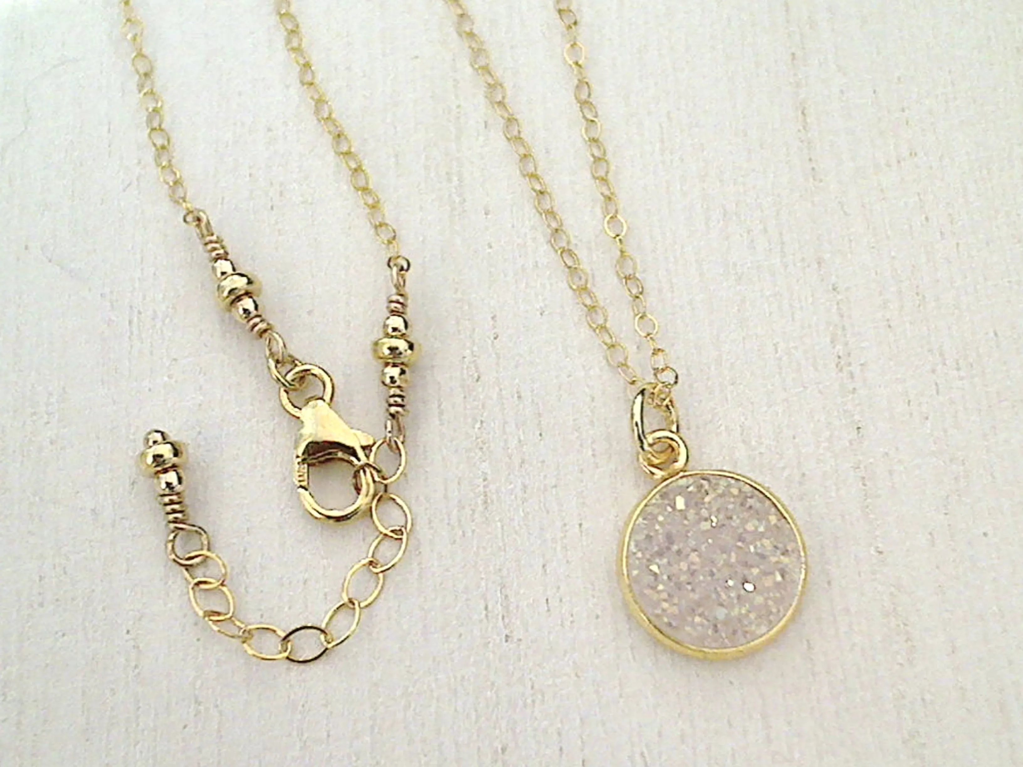 18" - 19" Druzy Quartz, Gold Filled Necklace