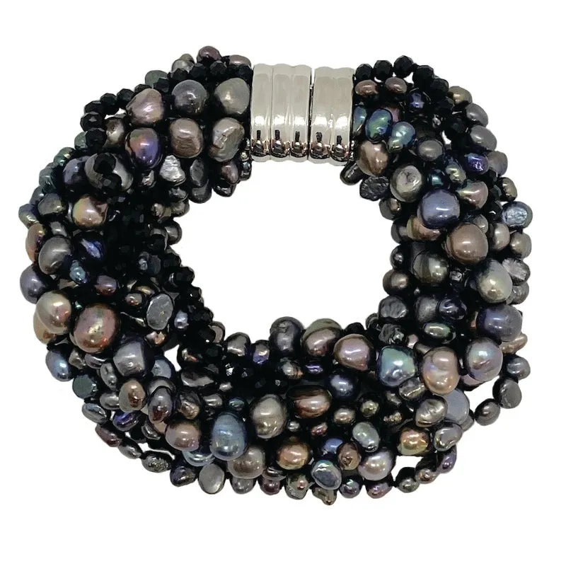 236-10 | 10-STRAND BLACK QUARTZ BRACELET