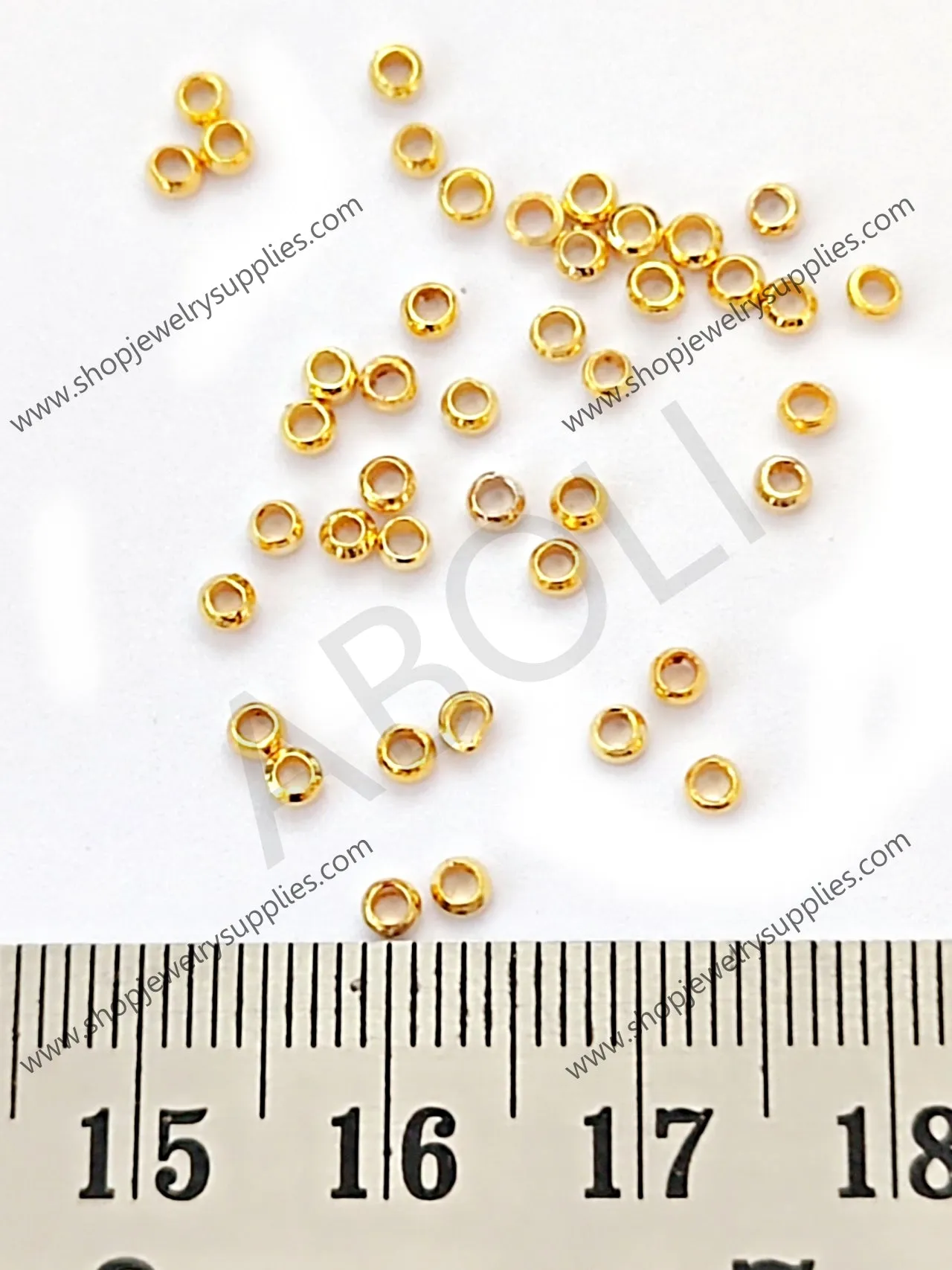 2.5 mm Golden crimp beads brass Tarnish resistant crimps gear lock for beaded jewellery MBCB25G