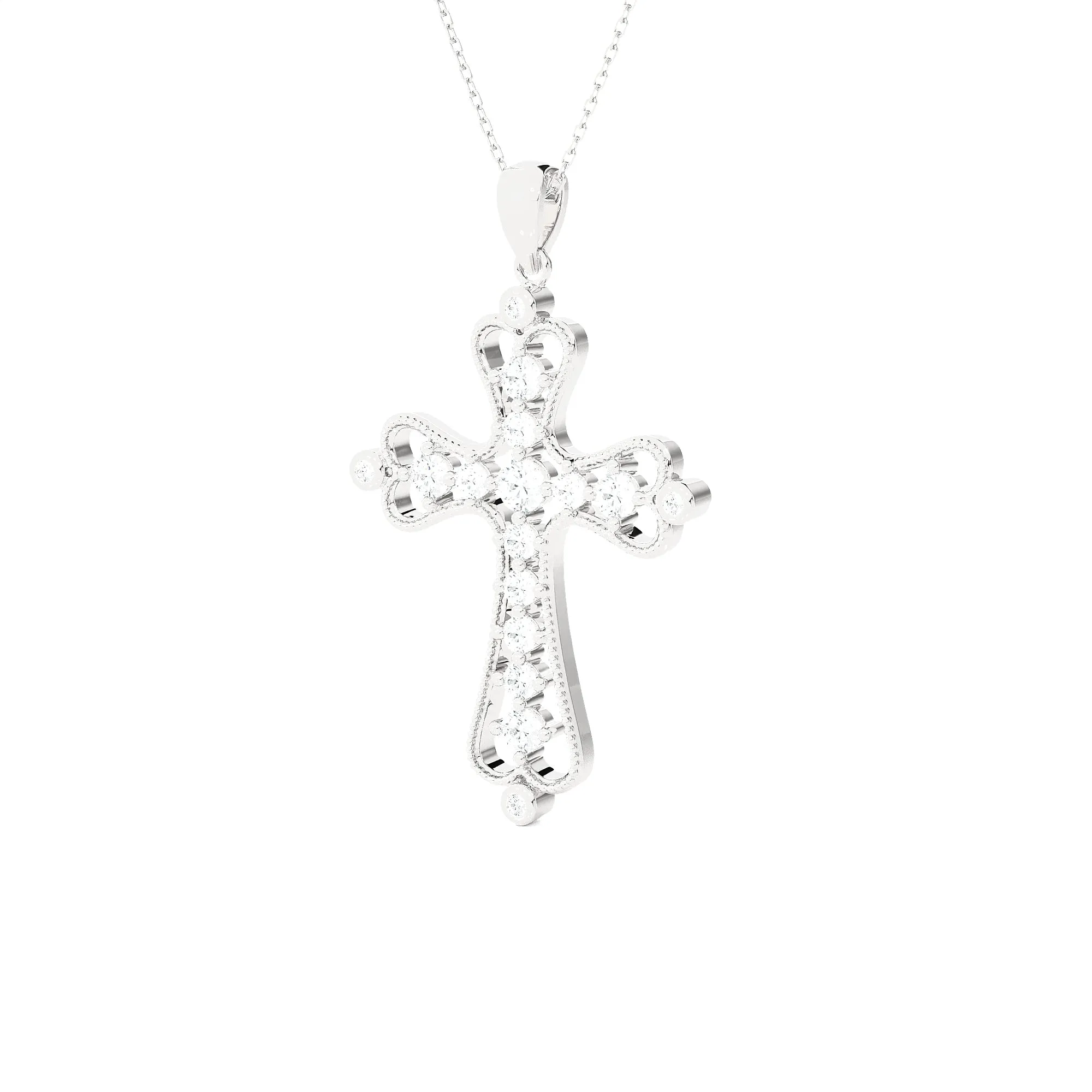 3/4 ctw Round Lab Grown Diamond Cross Pendant