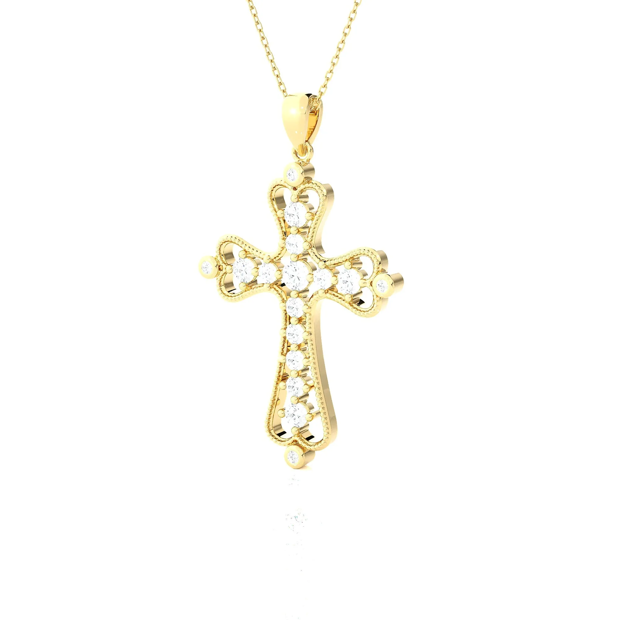 3/4 ctw Round Lab Grown Diamond Cross Pendant