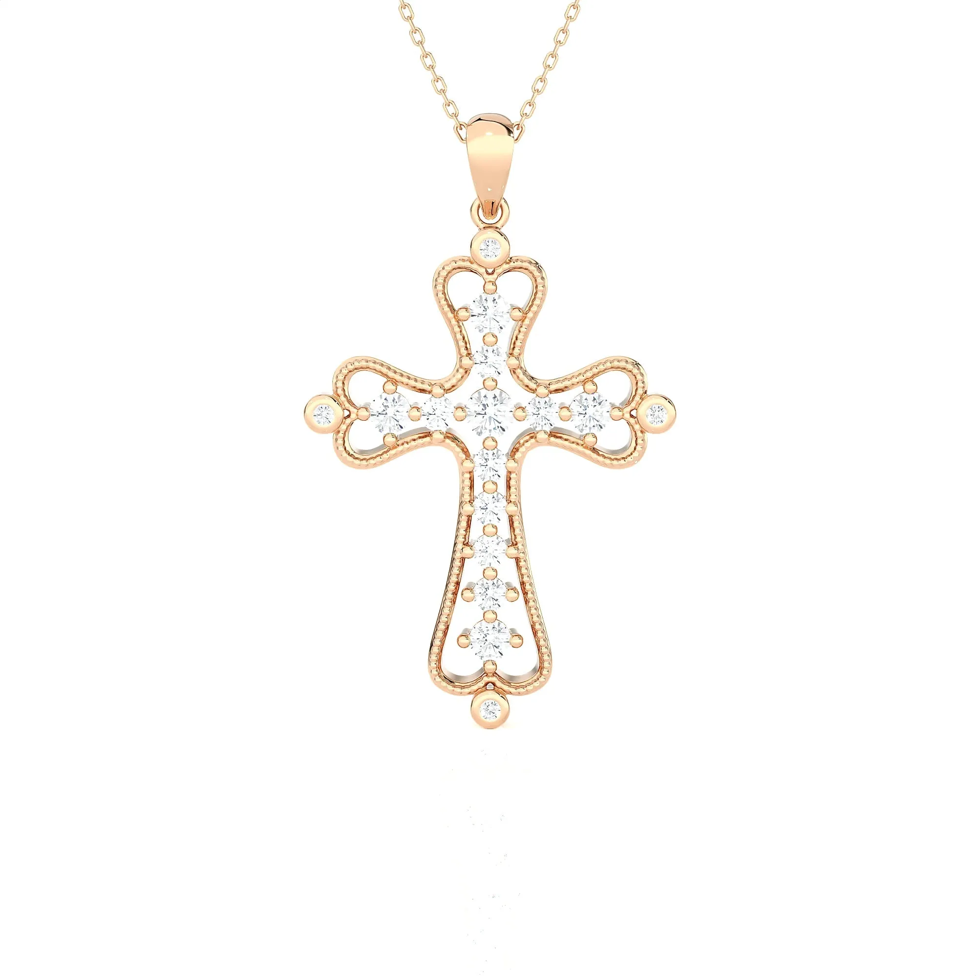 3/4 ctw Round Lab Grown Diamond Cross Pendant