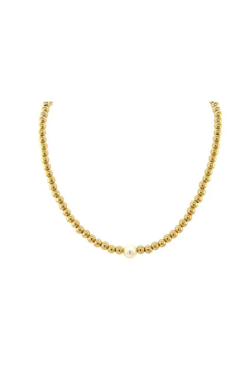 3mm Gold Filled with Pearl Statement Choker Necklace