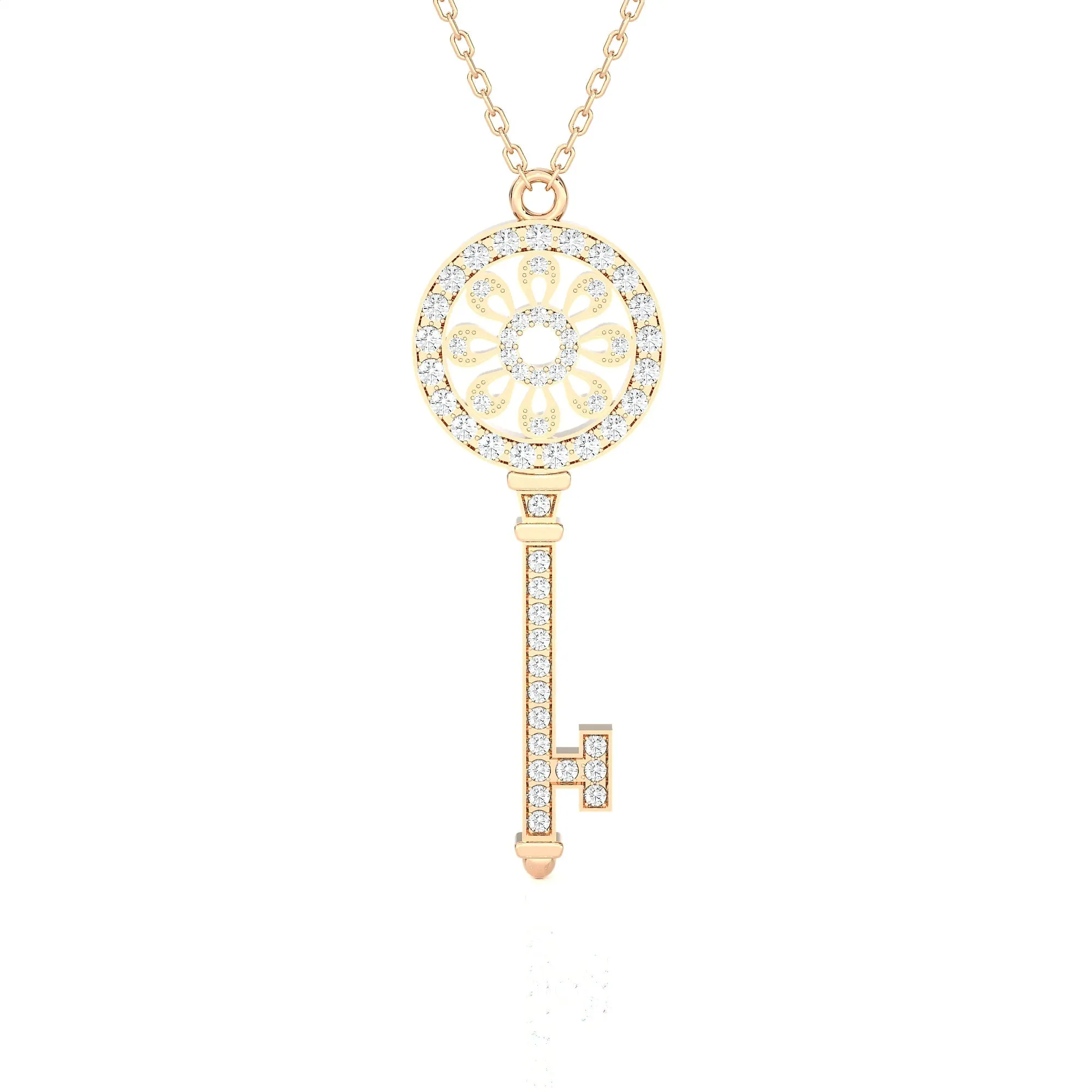 5/8 ctw Round Lab Grown Diamond Key Pendant