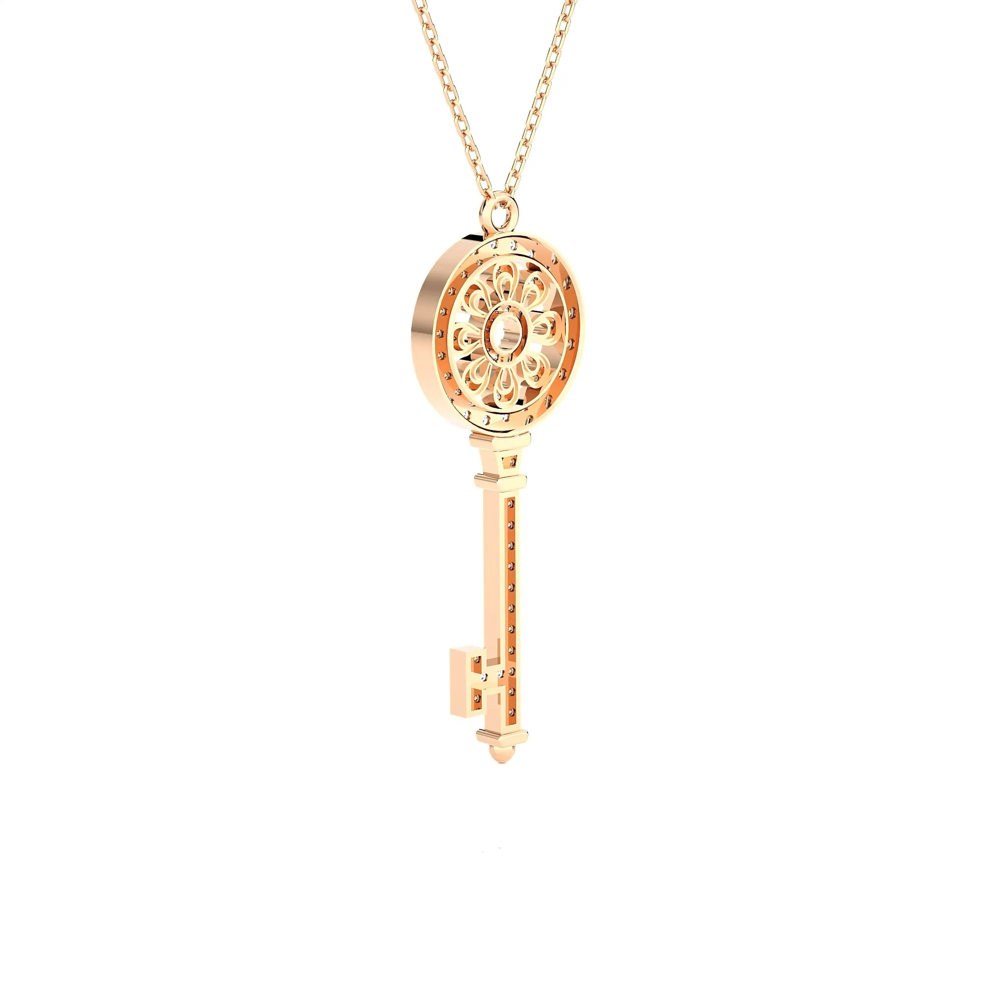 5/8 ctw Round Lab Grown Diamond Key Pendant