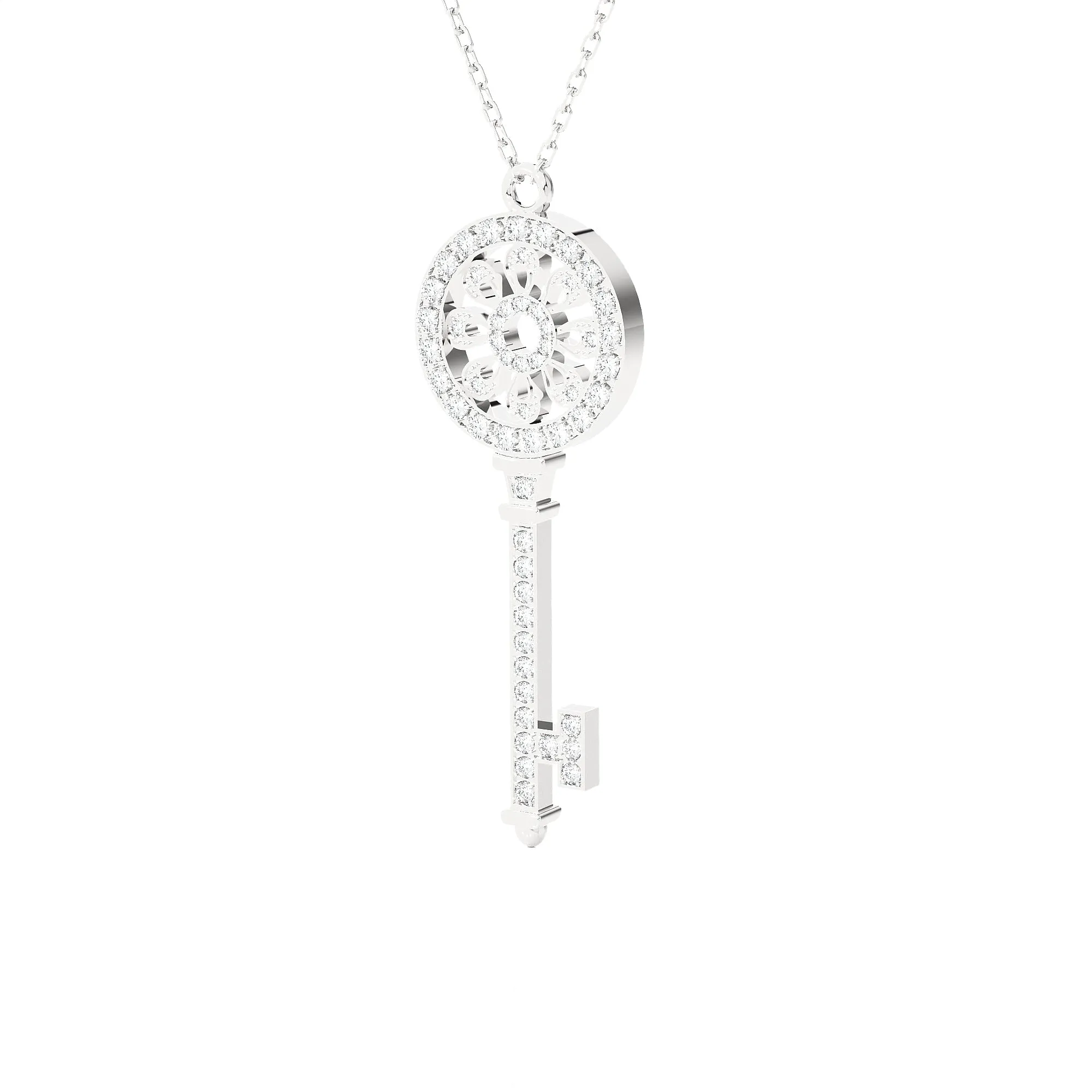 5/8 ctw Round Lab Grown Diamond Key Pendant