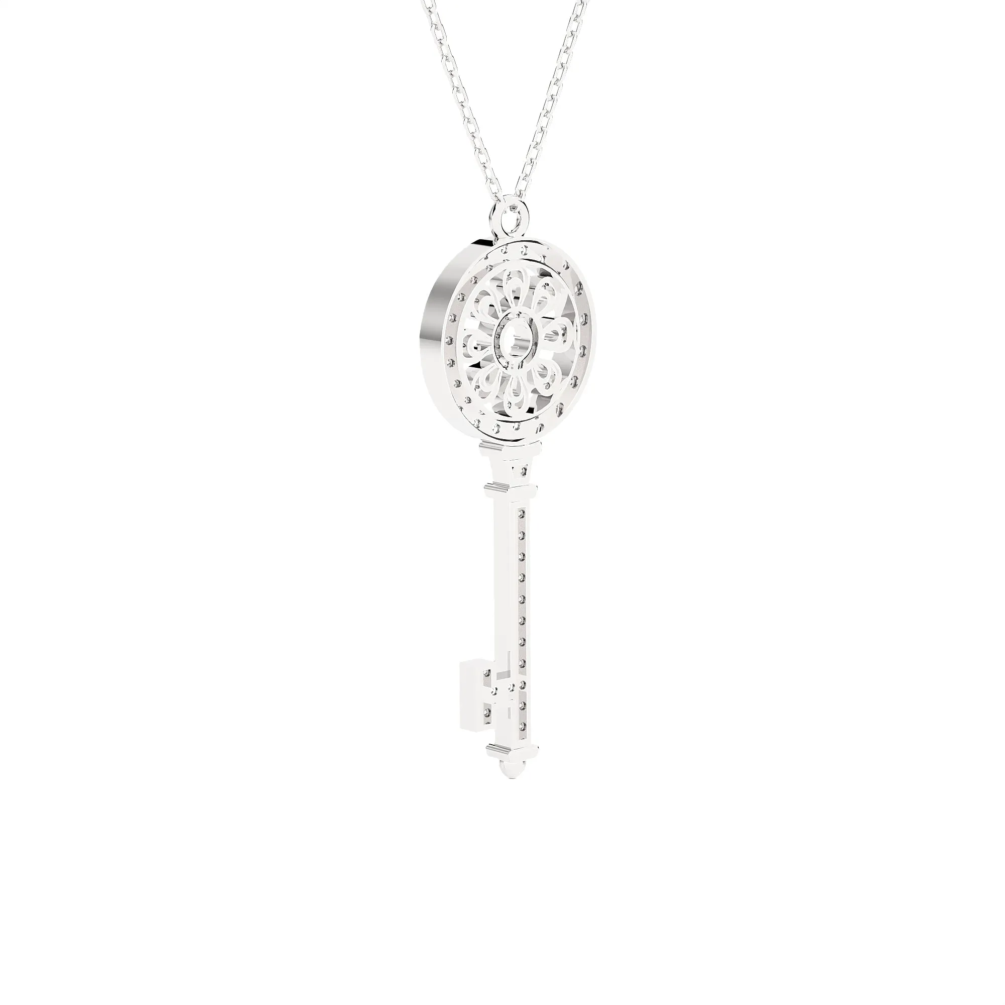 5/8 ctw Round Lab Grown Diamond Key Pendant