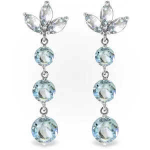 8.7 Carat 14K Solid White Gold Dangling Earrings Natural Aquamarine