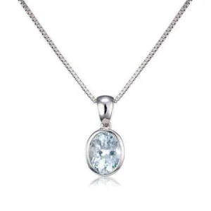 9ct White Gold Oval Aquamarine Pendant MM6E67WAQ