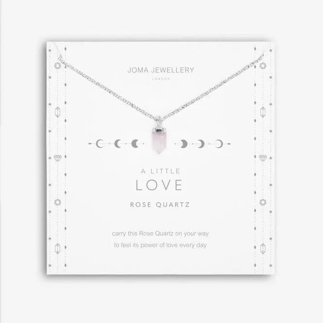 Affirmation Crystal A Little Love Rose Quartz Silver 46cm Extender Necklace 5264