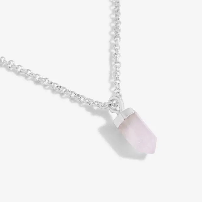 Affirmation Crystal A Little Love Rose Quartz Silver 46cm Extender Necklace 5264