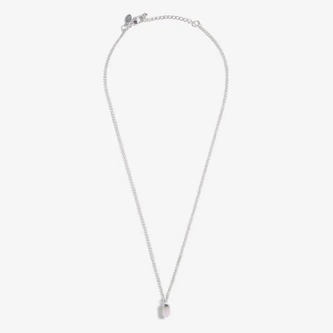 Affirmation Crystal A Little Love Rose Quartz Silver 46cm Extender Necklace 5264