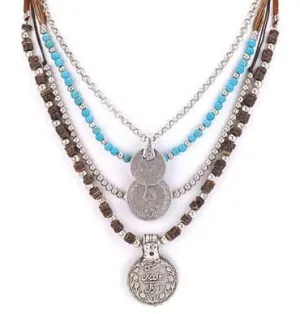 Antique Coins Layered Necklace Turquoise