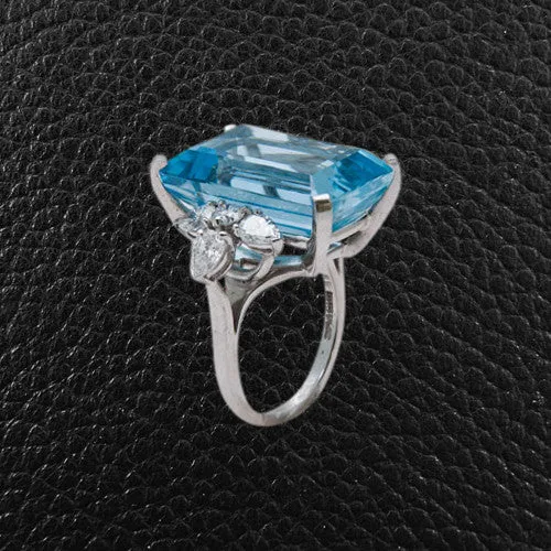 Aquamarine & Diamond Ring