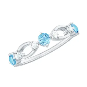 Aquamarine and Diamond Minimal Promise Ring