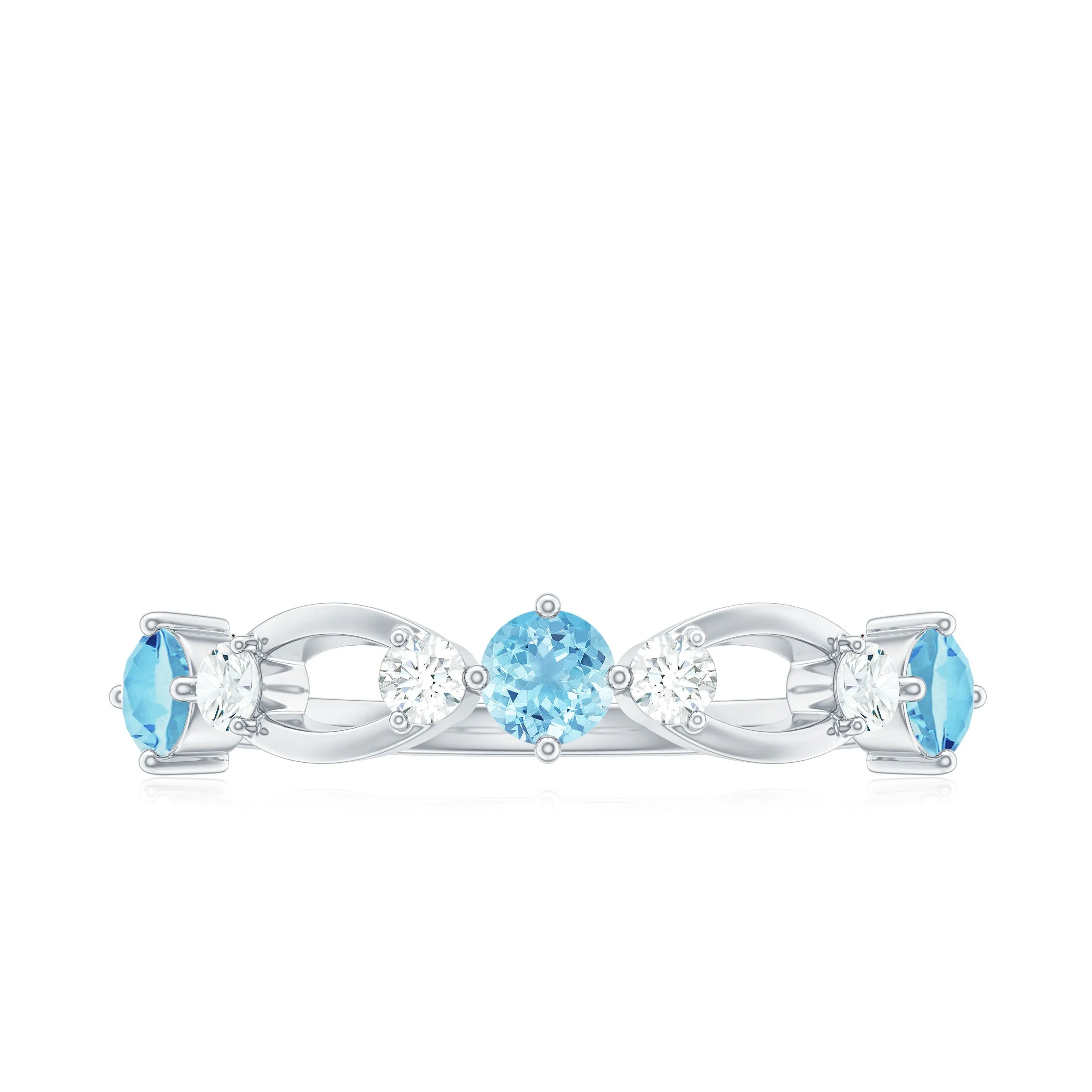 Aquamarine and Diamond Minimal Promise Ring