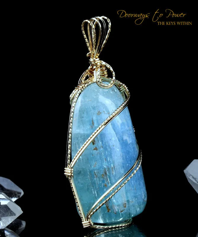 Aquamarine Crystal Pendant 14k