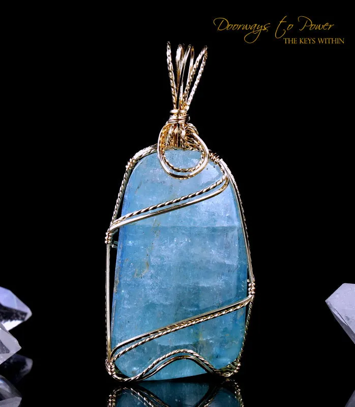 Aquamarine Crystal Pendant 14k