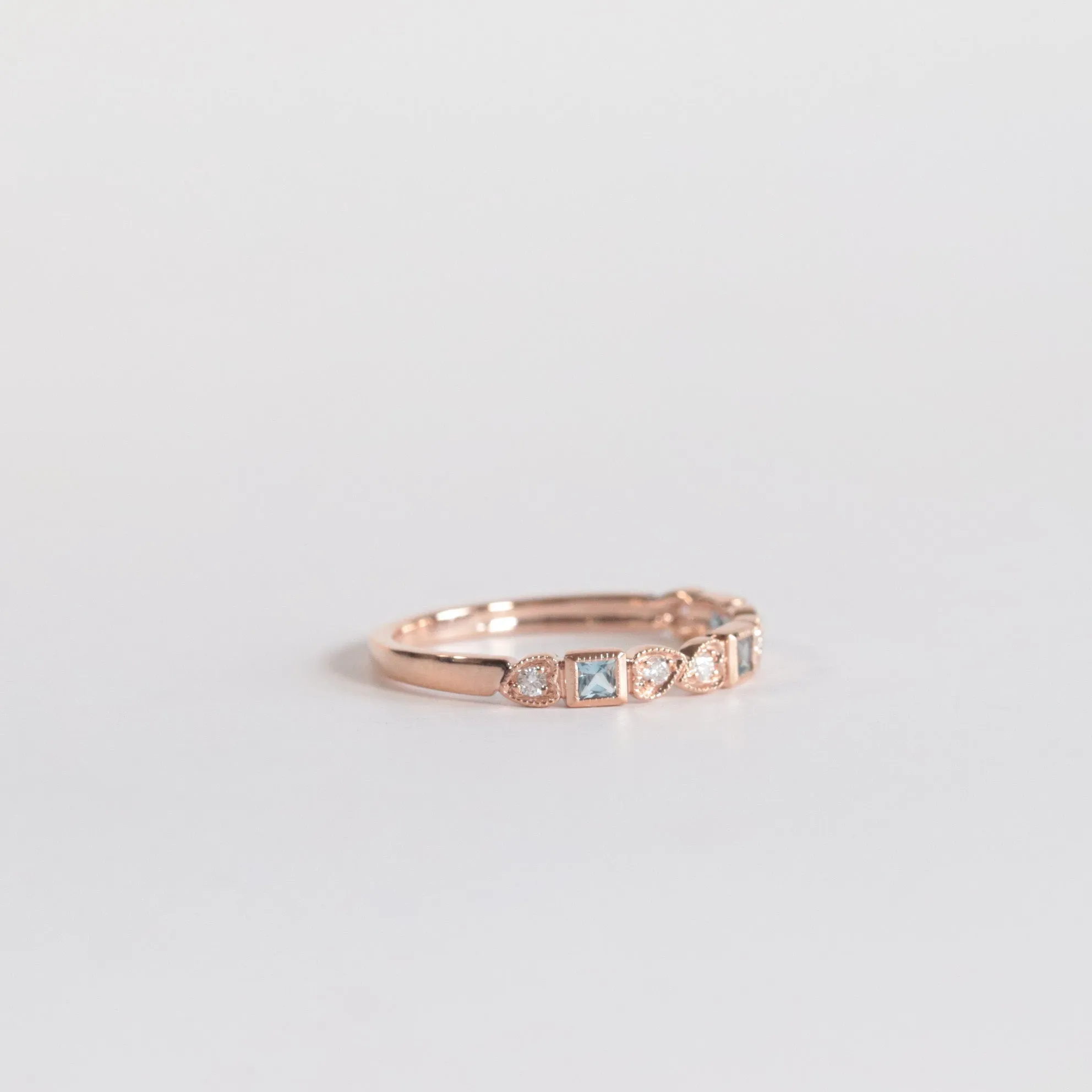 Aquamarine   Diamond Stackable Band - Multiple Options