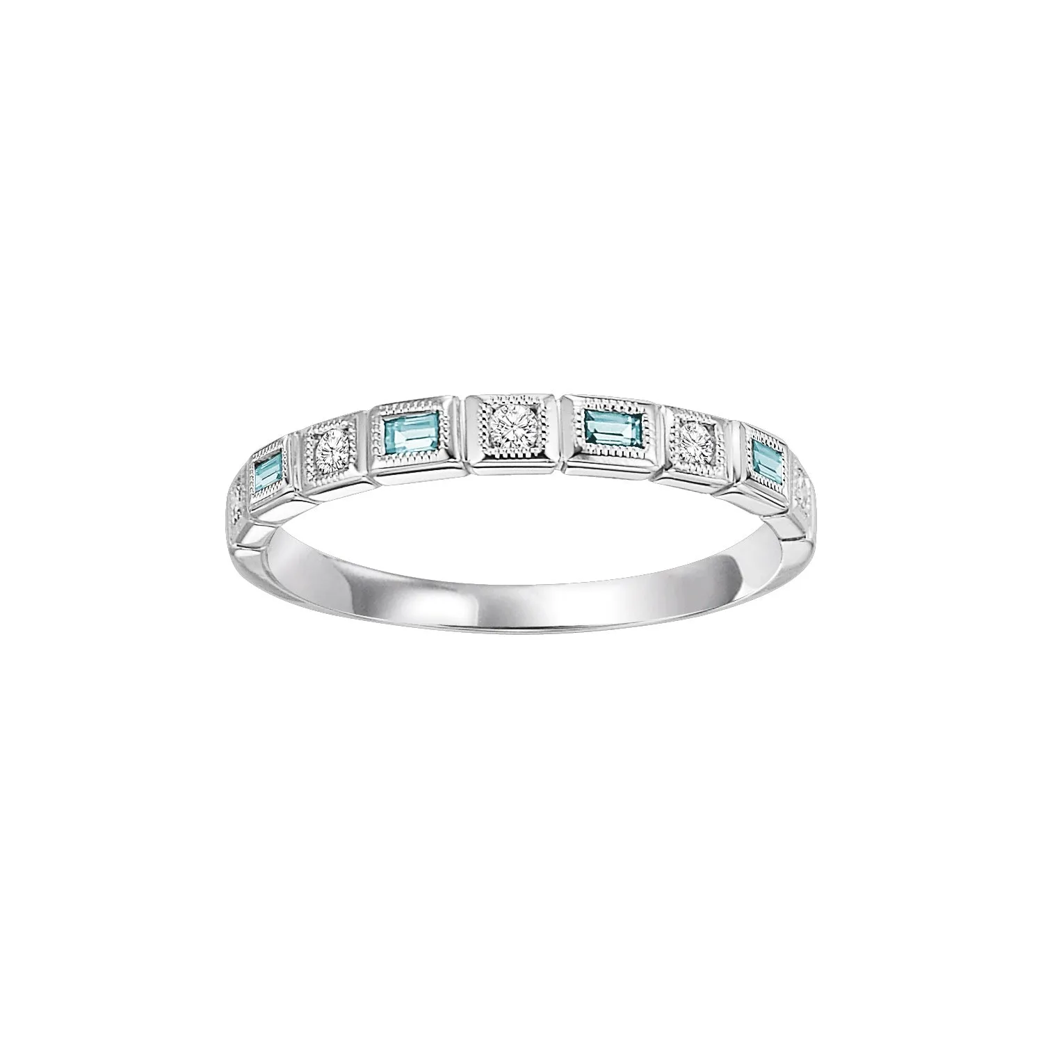 Aquamarine   Diamond Stackable Band - Multiple Options