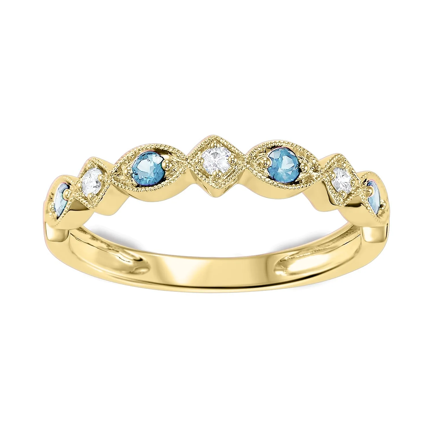 Aquamarine   Diamond Stackable Band - Multiple Options