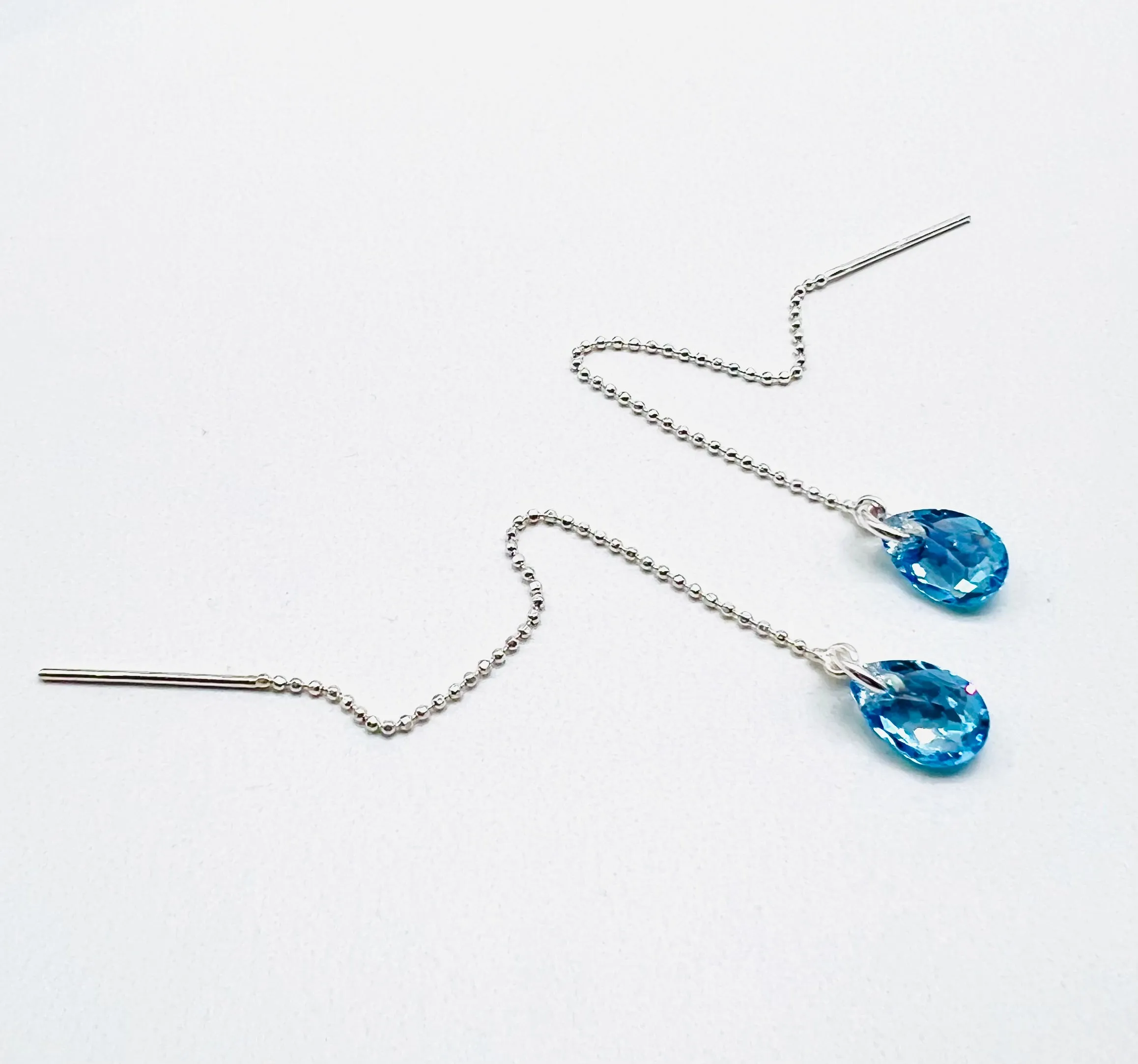 Aquamarine Shimmer Threader Earrings